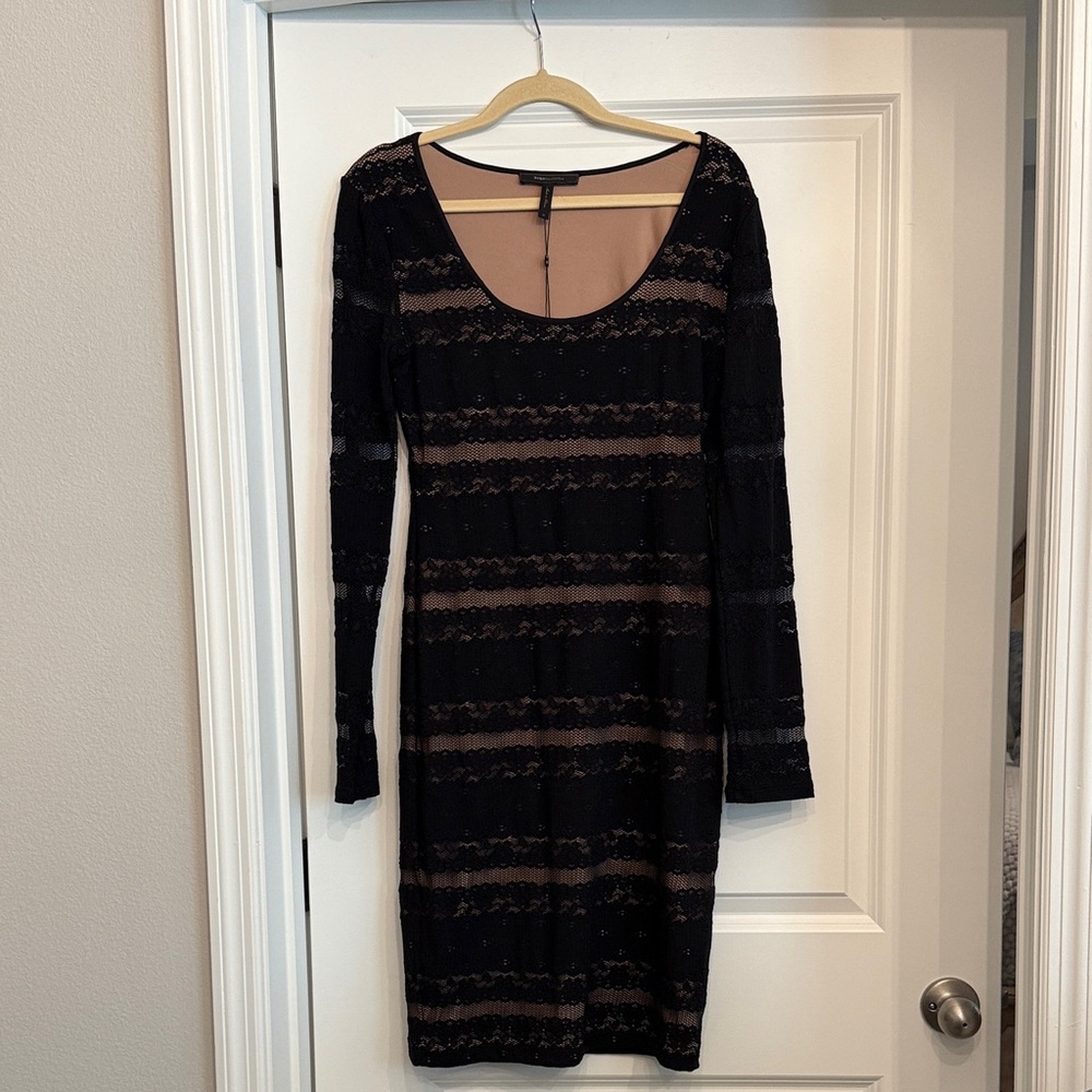 BCBGMaxAzria Black and Nude Lace Dress